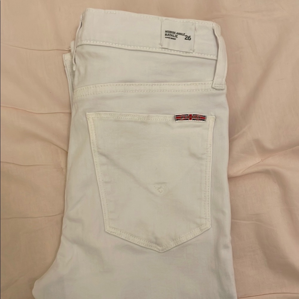 LAST CALL Hudson White Denim Jeans with Pocket Detail